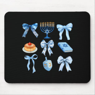 Happy Hanukkah Coquette Bow Chanukah Jewish Women  Mouse Pad