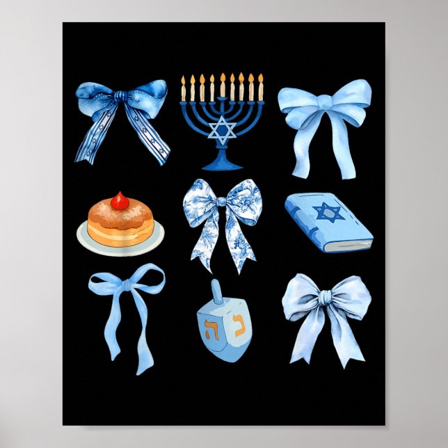 Happy Hanukkah Coquette Bow Chanukah Jewish Women  Poster (Front)