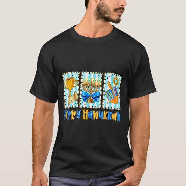 Happy Hanukkah Coquette Menorah Dreidel Chanukah G T-Shirt (Front)