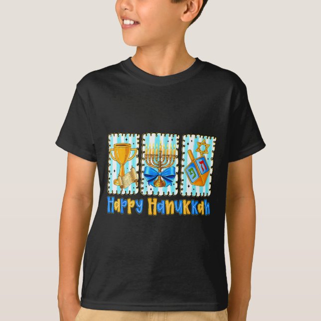 Happy Hanukkah Coquette Menorah Dreidel Chanukah G T-Shirt (Front)