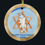 Happy Hanukkah Corgi Dog Covid 2020 Face Mask Ceramic Tree Decoration<br><div class="desc">This design was created though digital art. It may be personalised in the area provided or customising by changing the photo or added your own words. Contact me at colorflowcreations@gmail.com if you with to have this design on another product. Purchase my original abstract acrylic painting for sale at www.etsy.com/shop/colorflowart. See...</div>