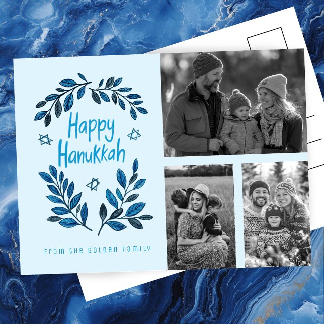 Happy Hanukkah CUSTOM 3 PHOTOS Holiday Postcard (Happy Hanukkah CUSTOM 3 PHOTOS Holiday Postcard
)