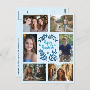 HAPPY HANUKKAH CUSTOM 6 PHOTO Holiday Postcard