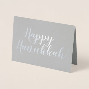Happy Hanukkah custom modern script typography Foil Card
