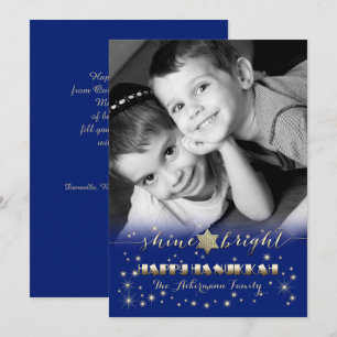 Happy Hanukkah. Custom Photo Flat Holiday Card