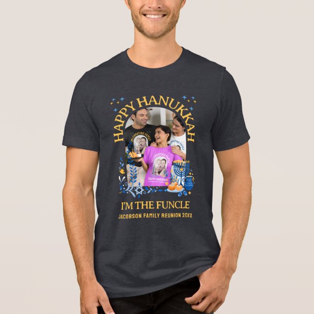 HAPPY HANUKKAH Custom Photo FUNCLE Tri-Blend Shirt (Front)