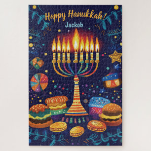 Happy Hanukkah custom text Jigsaw Puzzle
