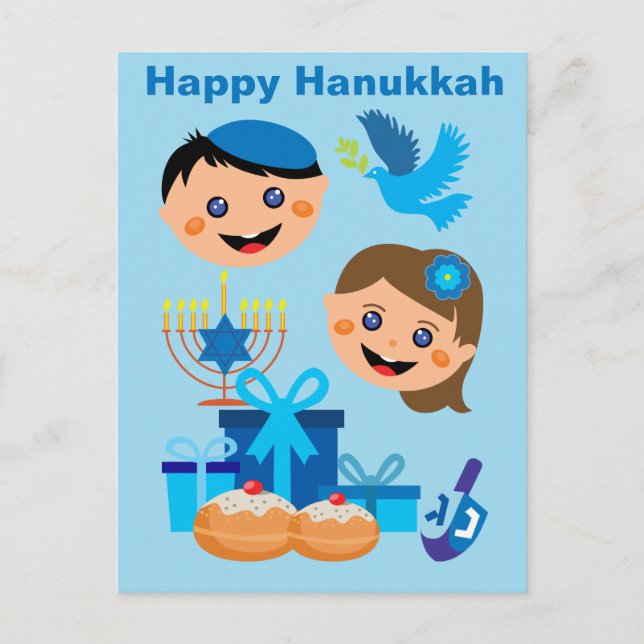 🕎 Happy Hanukkah customisable texts Postcard (Front)