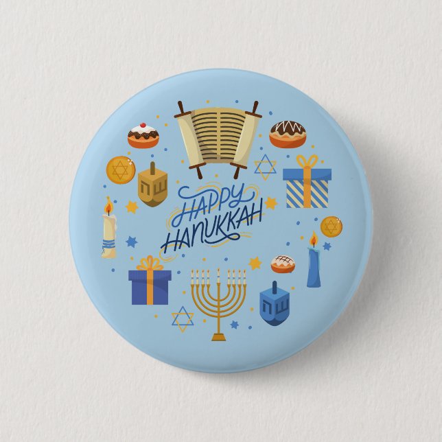 Happy Hanukkah Cute 6 Cm Round Badge (Front)