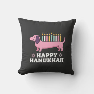 Happy Hanukkah Dachshund Dog Cushion