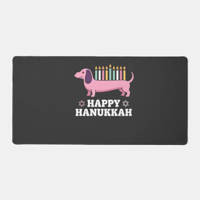 Happy Hanukkah Dachshund Dog Desk Mat (Front)