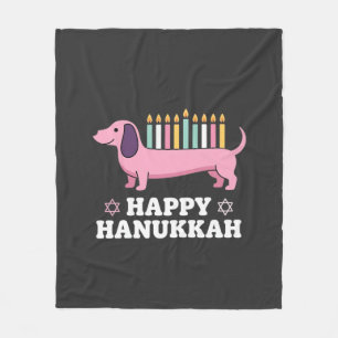 Happy Hanukkah Dachshund Dog Fleece Blanket