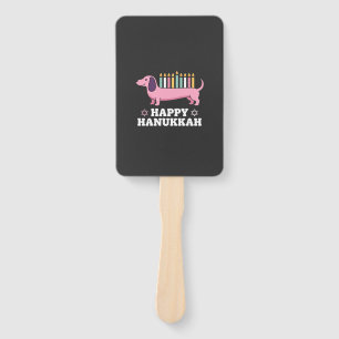 Happy Hanukkah Dachshund Dog Hand Fan