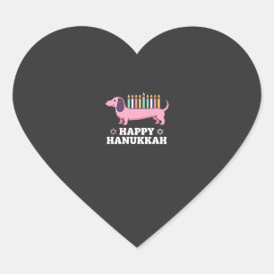 Happy Hanukkah Dachshund Dog Heart Sticker