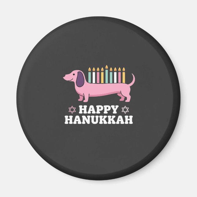 Happy Hanukkah Dachshund Dog Magnet (Front)
