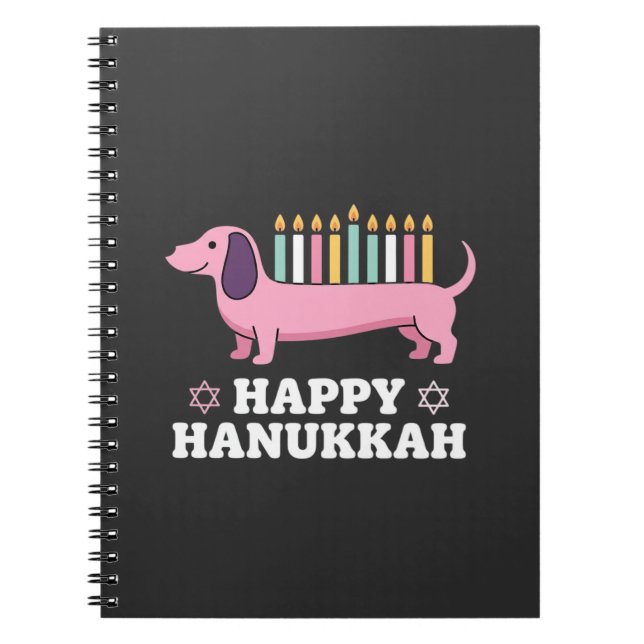 Happy Hanukkah Dachshund Dog Notebook (Front)