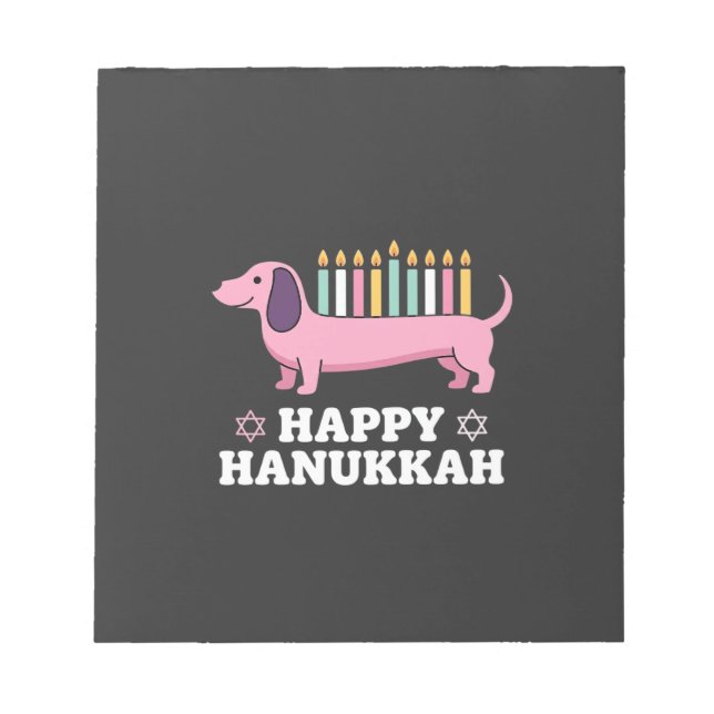 Happy Hanukkah Dachshund Dog Notepad (Front)