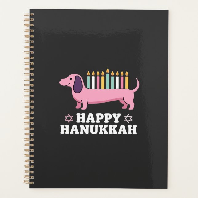 Happy Hanukkah Dachshund Dog Planner (Front)