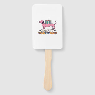 Happy Hanukkah Dachshund Menorah Dog Shirt Design_ Hand Fan