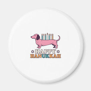 Happy Hanukkah Dachshund Menorah Dog Shirt Design_ Magnet