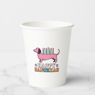 Happy Hanukkah Dachshund Menorah Dog Shirt Design_ Paper Cups