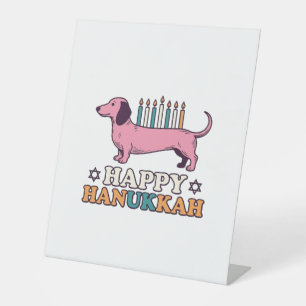 Happy Hanukkah Dachshund Menorah Dog Shirt Design_ Pedestal Sign