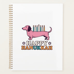 Happy Hanukkah Dachshund Menorah Dog Shirt Design_ Planner
