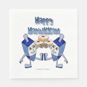Happy Hanukkah Dancing Dreidels Doughnut Napkins