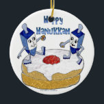 Happy Hanukkah Dancing Dreidels Jelly Doughnut Ceramic Tree Decoration<br><div class="desc">You are viewing The Lee Hiller Design Collection. Apparel,  Gifts & Collectibles Lee Hiller Photography or Digital Art Collection. You can view her Nature photography at http://HikeOurPlanet.com/ and follow her hiking blog within Hot Springs National Park.</div>