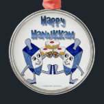 Happy Hanukkah Dancing Dreidels Jelly Doughnut Metal Tree Decoration<br><div class="desc">You are viewing The Lee Hiller Design Collection. Apparel, Gifts & Collectibles Lee Hiller Photography or Digital Art Collection. You can view her Nature photography at http://HikeOurPlanet.com/ and follow her hiking blog within Hot Springs National Park.</div>