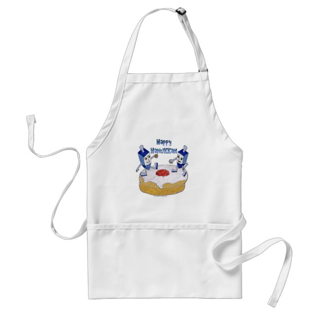 Happy Hanukkah Dancing Dreidels Jelly Doughnut Standard Apron (Front)