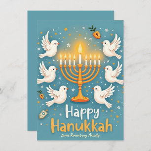 ✡️Happy Hanukkah Doves, Doughnuts & Drama Holiday Card