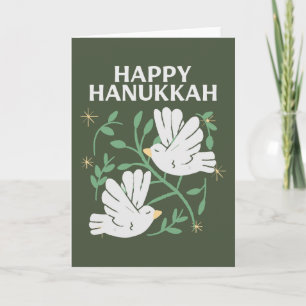 Happy Hanukkah Doves of Peace Holiday Card
