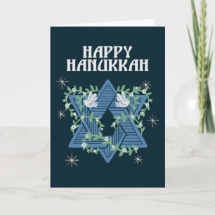 Happy Hanukkah Doves of Peace Star Of David Holiday Card