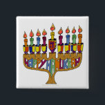 Happy Hanukkah Dreidels Menorah 15 Cm Square Badge<br><div class="desc">You are viewing The Lee Hiller Design Collection. Apparel,  Gifts & Collectibles Lee Hiller Photography or Digital Art Collection. You can view her Nature photography at http://HikeOurPlanet.com/ and follow her hiking blog within Hot Springs National Park.</div>