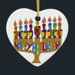 Happy Hanukkah Dreidels Menorah Ceramic Tree Decoration<br><div class="desc">You are viewing The Lee Hiller Design Collection. Apparel,  Gifts & Collectibles Lee Hiller Photography or Digital Art Collection. You can view her Nature photography at http://HikeOurPlanet.com/ and follow her hiking blog within Hot Springs National Park.</div>