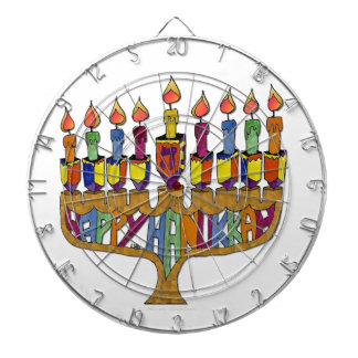 Happy Hanukkah Dreidels Menorah Dartboard