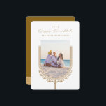 Happy Hanukkah Elegant Golden Menorah Photo Arch Holiday Card<br><div class="desc">happy Hanukkah, send your Hanukkah wishes to your family and friends with our beautiful and elegant customisable photo card. Our design features our beautiful hand-drawn menorah candle and leaf elements in faux gold decorating the edges of the family arch photo frame. "Happy Hanukkah" is written in a beautiful and elegant...</div>