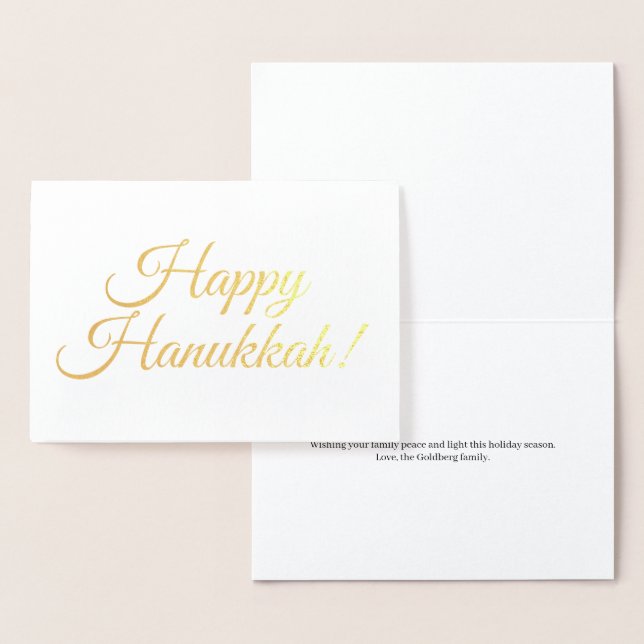 Happy Hanukkah elegant script typography custom Foil Card (Display)