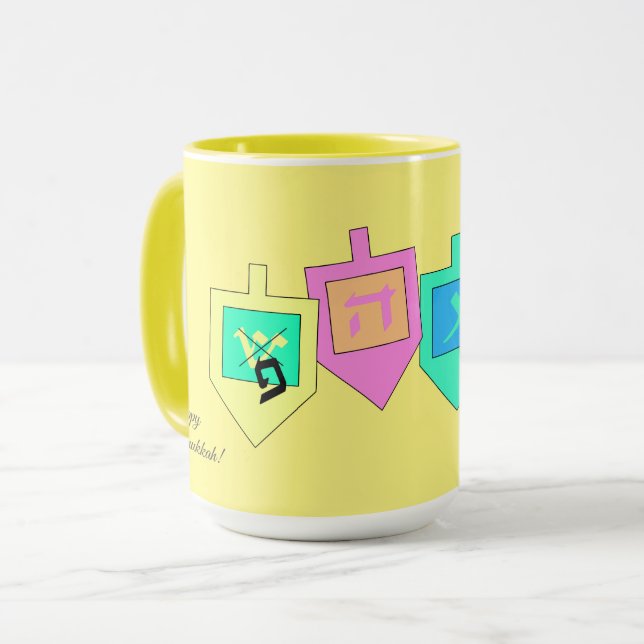 Happy Hanukkah English Hebrew Mug (Front Left)