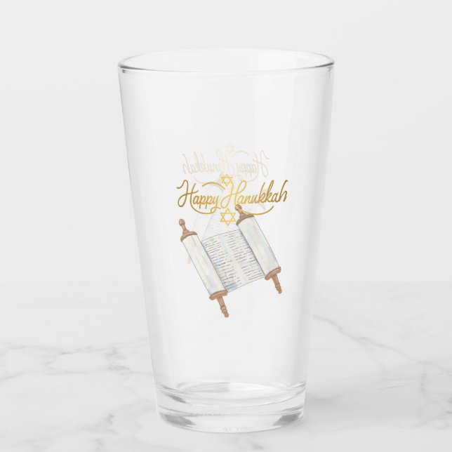 Happy Hanukkah Entertaining Glass (Front)