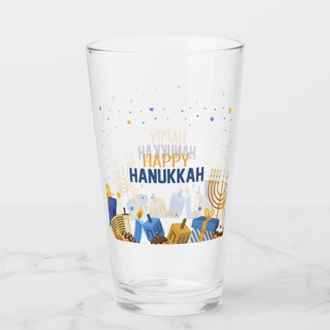 Happy Hanukkah Entertaining Glass (Front)