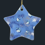 Happy Hanukkah Falling Star and Dreidels Ceramic Tree Decoration<br><div class="desc">You are viewing The Lee Hiller Design Collection. Apparel,  Gifts & Collectibles Lee Hiller Photography or Digital Art Collection. You can view her Nature photography at http://HikeOurPlanet.com/ and follow her hiking blog within Hot Springs National Park.</div>
