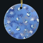 Happy Hanukkah Falling Star and Dreidels Ceramic Tree Decoration<br><div class="desc">You are viewing The Lee Hiller Design Collection. Apparel,  Gifts & Collectibles Lee Hiller Photography or Digital Art Collection. You can view her Nature photography at http://HikeOurPlanet.com/ and follow her hiking blog within Hot Springs National Park.</div>