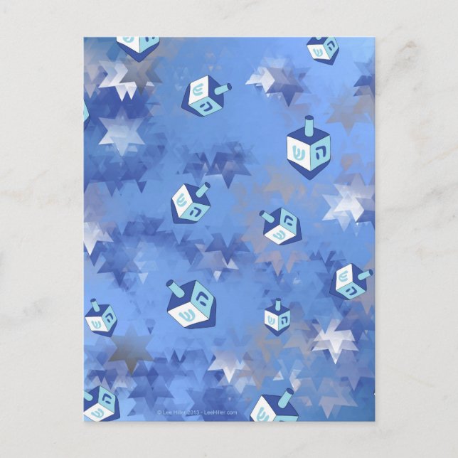 Happy Hanukkah Falling Star and Dreidels Holiday Postcard (Front)