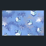Happy Hanukkah Falling Star and Dreidels Rectangular Sticker<br><div class="desc">You are viewing The Lee Hiller Design Collection. Apparel,  Gifts & Collectibles Lee Hiller Photography or Digital Art Collection. You can view her Nature photography at http://HikeOurPlanet.com/ and follow her hiking blog within Hot Springs National Park.</div>
