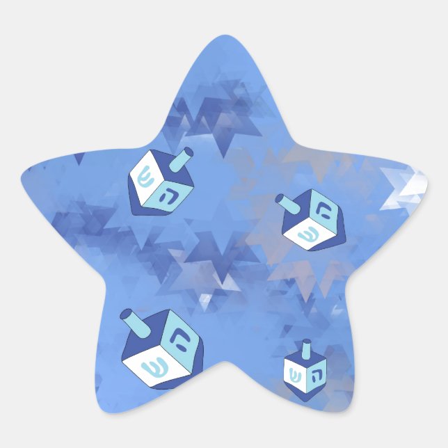 Happy Hanukkah Falling Star and Dreidels Sticker (Front)