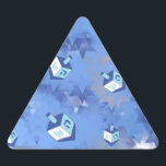 Happy Hanukkah Falling Star and Dreidels Triangle Sticker<br><div class="desc">You are viewing The Lee Hiller Design Collection. Apparel,  Gifts & Collectibles Lee Hiller Photography or Digital Art Collection. You can view her Nature photography at http://HikeOurPlanet.com/ and follow her hiking blog within Hot Springs National Park.</div>