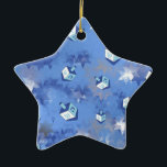 Happy Hanukkah Falling Stars and Dreidels Ceramic Tree Decoration<br><div class="desc">You are viewing The Lee Hiller Design Collection. Apparel,  Gifts & Collectibles Lee Hiller Photography or Digital Art Collection. You can view her Nature photography at http://HikeOurPlanet.com/ and follow her hiking blog within Hot Springs National Park.</div>