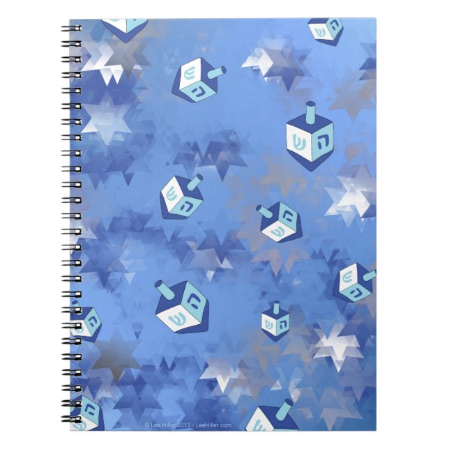 Happy Hanukkah Falling Stars and Dreidels Notebook (Front)